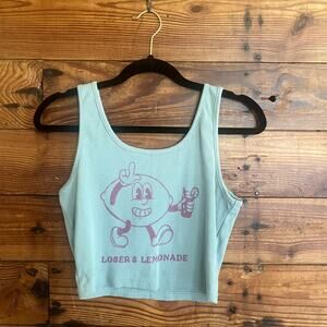 Upcycled Green Ribbed Crop Tank XL